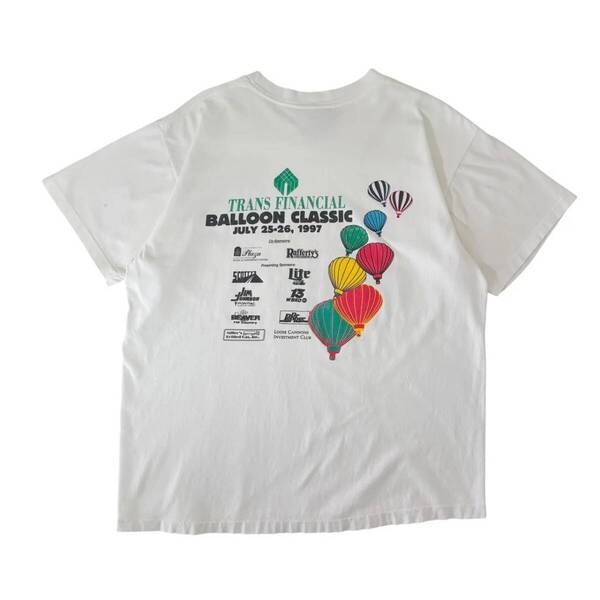 【L】90s USA製 バルーン Dr.pepper 企業ロゴ 両面プリント Tシャツ 古着 ヴィンテージ シングルステッチ ホワイト