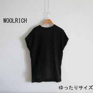 WOOLRICH ウールリッチ ブラック コットン半袖プルオーバー Fサイズ