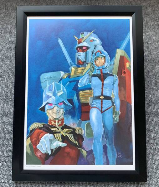 ■ 安彦良和 『機動戦士 ガンダム』<90> A4サイズ 額入り 貴重イラスト 印刷物 ポスター風デザイン 額装品 アートフレーム インテリア