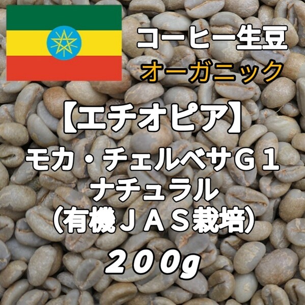 【エチオピア】モカ・チェルベサG1 ナチュラル コーヒー生豆200g(コーヒー生豆 自家焙煎 コーヒー豆 コーヒー 珈琲)