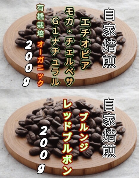 【エチオピア】モカ・チェルベサ【ブルンジ】レッドブルボン 各200g(自家焙煎 コーヒー豆 珈琲 コーヒー)