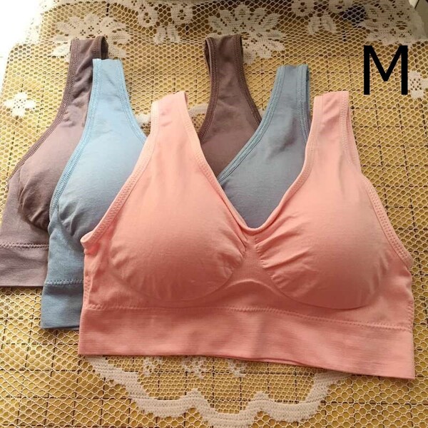 ジニエブラ パステルカラー Mサイズ 3枚セット ノンワイヤー スポブラ スポーツブラ ナイトブラ マタニティー ジニエ genie bra ブラ
