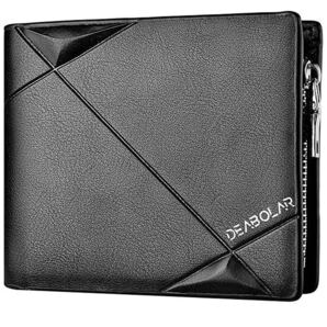 財布 メンズ 二つ折り ウォレット スキミング防止 薄型 大容量 10枚収納可能 お札 入れ 小銭入れ付き ビジネス ブラック