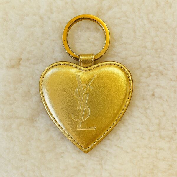 YSL イヴサンローラン ハート型ミラー付き キーホルダー ゴールド系