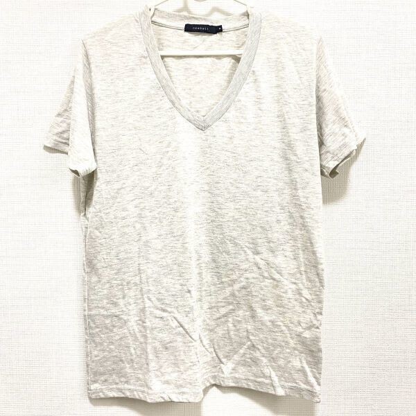 roshell Vネック 半袖Tシャツ ホワイトグレー カジュアル◎14-34