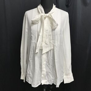 日本製★m's select/エムズセレクト★フレアブラウス【レディース36/白/リボン/white】Tops/Shirts◆BH994