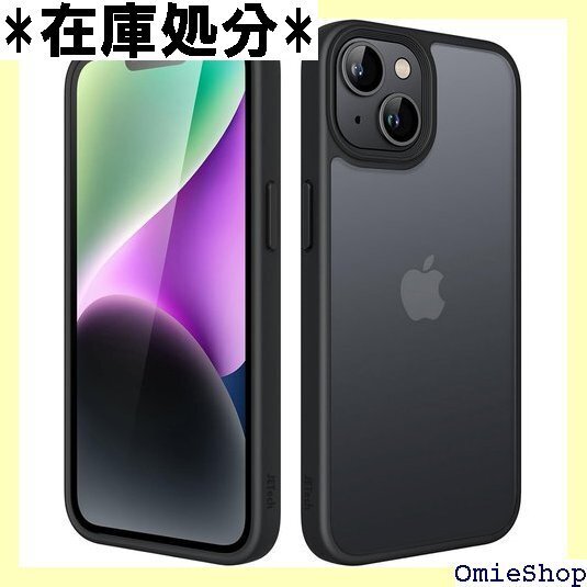 JETech マットケース iPhone 14 6.1 下防止 つや消しの半透明の背面カバー 指紋防止 ブラック 483