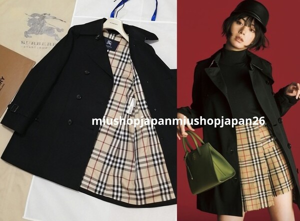 本物上質●バーバリーロンドン BURBERRY LONDON ノバチェック バーバリー トレンチコート 黒 BLACK M 38サイズ