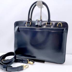 ほぼ未使用 COCOMEISTER ココマイスター クリスペルカーフ ダルムシュタット ブリーフケース ビジネスバッグ グランツネイビー