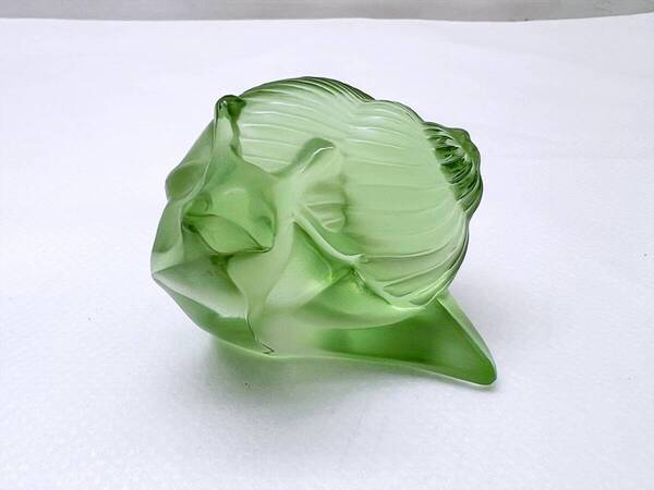 美品 Lalique ラリック カタツムリ フィギュリン 置物 グリーン