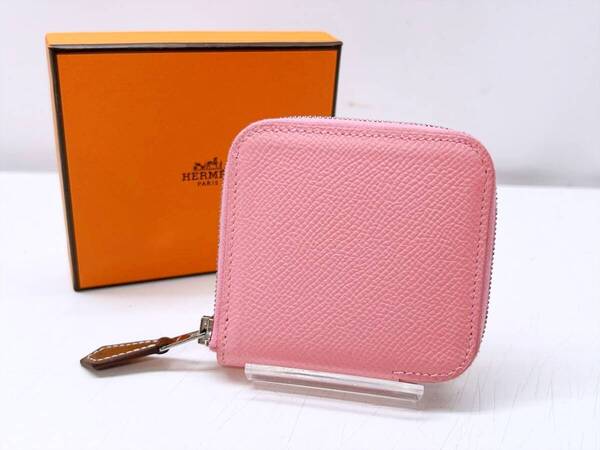 美品 HERMES エルメス アザップ シルクイン ジップ コインケース Y ピンク系