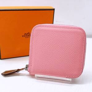 美品 HERMES エルメス アザップ シルクイン ジップ コインケース Y ピンク系