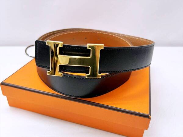良好品 HERMES エルメス コンスタンス Hベルト ベルト 80 □F 黒 ゴールド