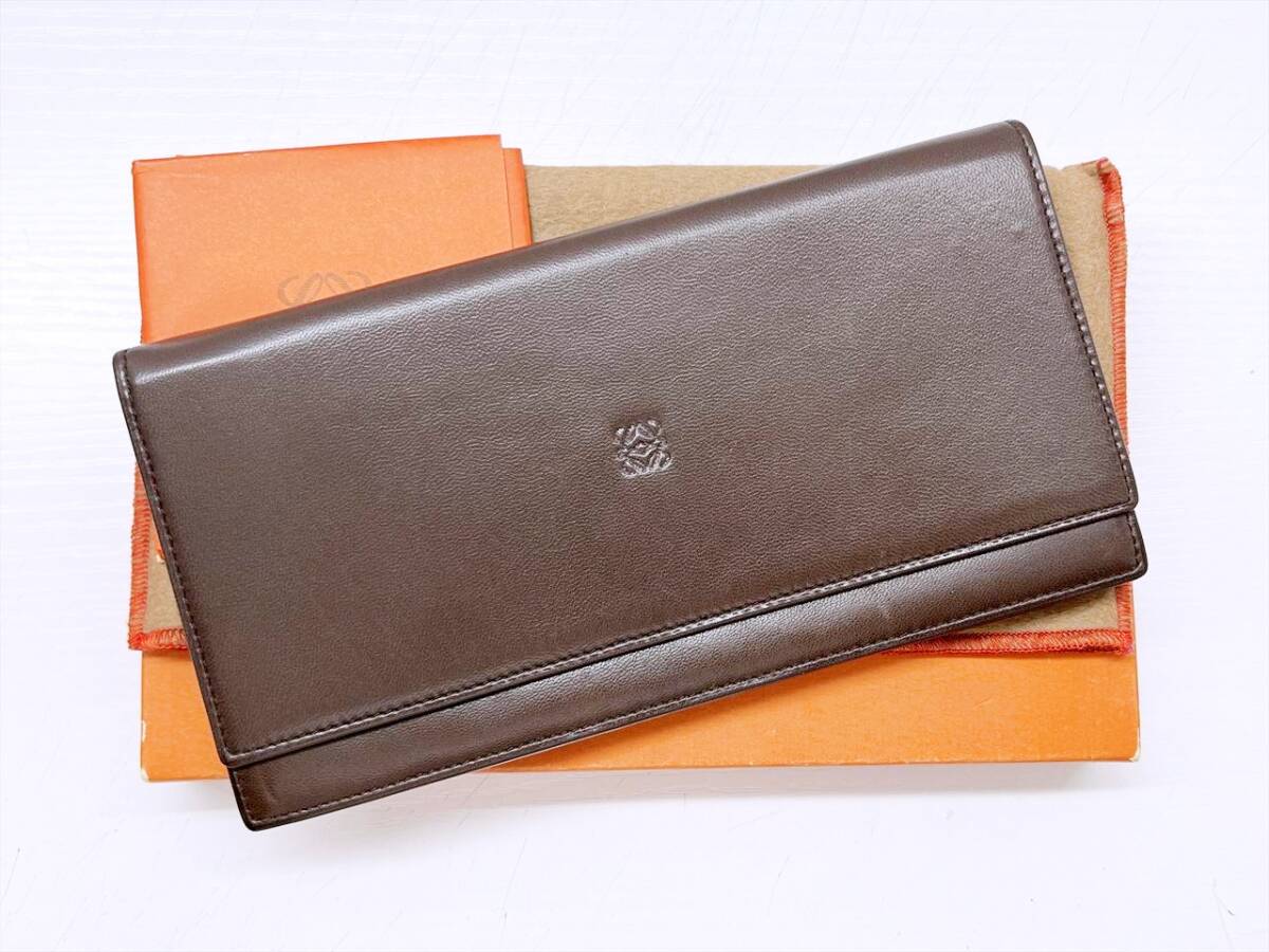 【美品】LOEWE ロエベ 長財布 ラム ナッパ スキン レザー フラップ 金具 美品】LOEWE ロエベ 長財布 ラム ナッパ スキン レザー フラップ