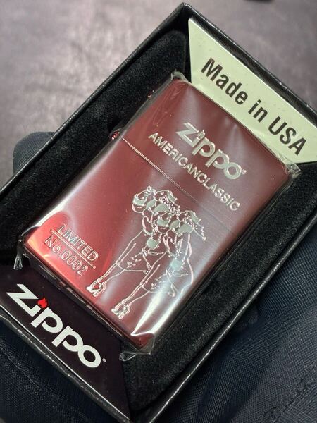 zippo ウィンディ レッド ダブルシルエット 限定品 前面刻印 希少モデル 2024年製 WINDY シリアルナンバー NO.0002 ケース 保証書付き