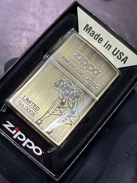 zippo ウィンディ ゴールド ダブルシルエット 限定品 前面刻印 特殊加工 2024年製 WINDY シリアルナンバー NO.0008 ケース 保証書付き