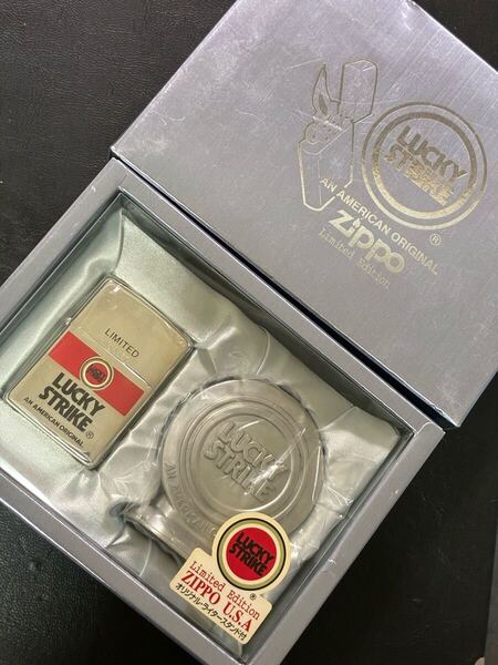 zippo ラッキーストライク ヴィンテージ 限定品 1998年製 LUCKY STRIKE シリアルナンバー NO.0537 専用ケース 保証書 ライタースタンド付き