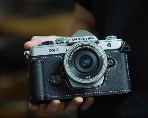 新品 本革 OM SYSTEM(オーエムシステム) OM-3用 カメラケース ブラック