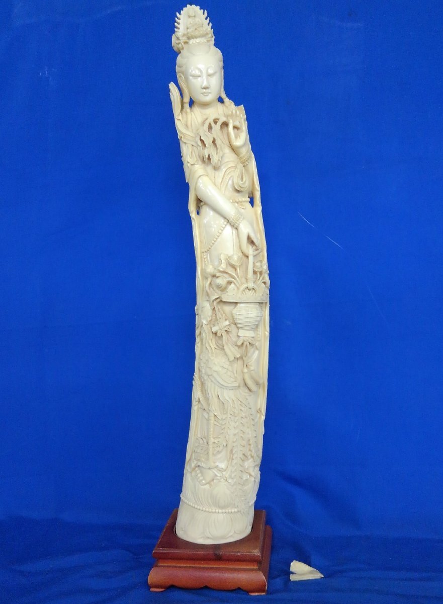 象牙風 観音像 Yahoo!オークション - 象牙風 観音像 観音菩薩像 仏教美術 置物