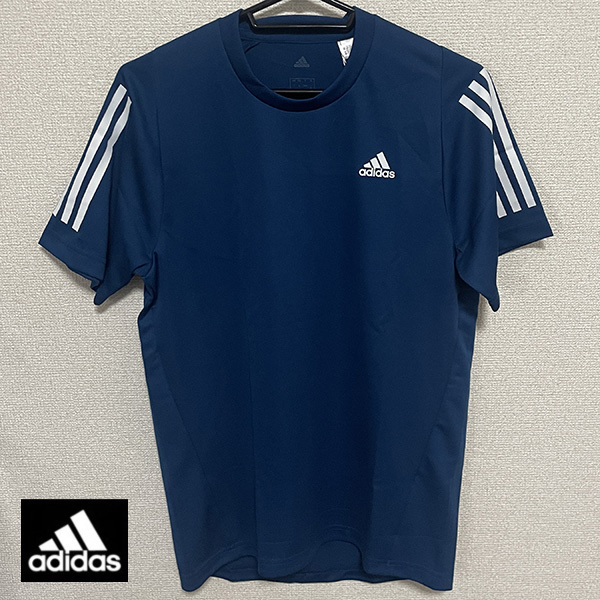 送料無料 新品 adidas アディダス 半袖 Tシャツ カットソー ネイビー M スポーツ サイクリング ゴルフ アメカジ ミリタリー ヴィンテージ