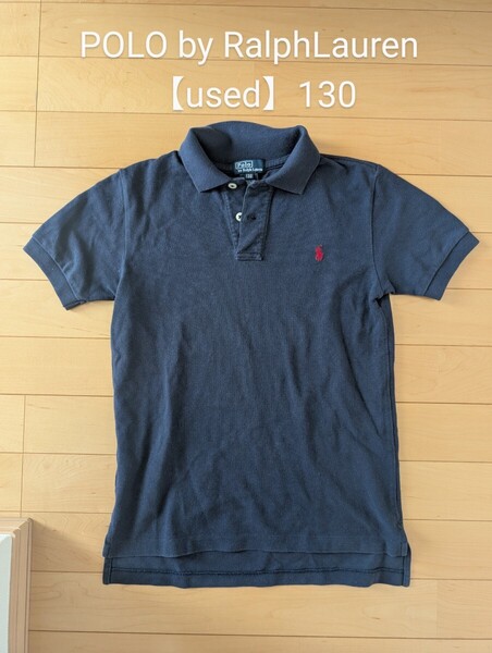 【中古】ポロラルフローレン ポロシャツ サイズ130 POLO by RALPH LAUREN 半袖 ネイビー 紺