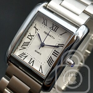 期間特価1000円引き中!!【アールと直線の折衷×ユニセックス寸でお洒落の範囲が無限に広がる/新品】パールホワイト文字盤/3連ステンブレス