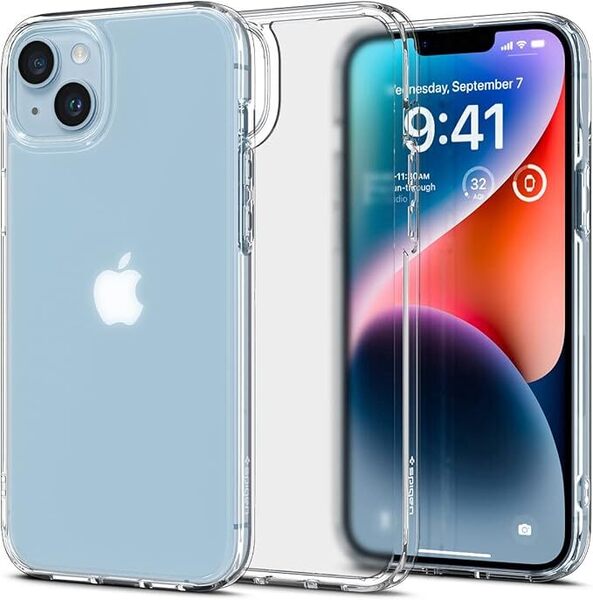 Spigen iPhone14Plus ケース クリア 半透明 衝撃吸収 耐衝撃 指紋防止 黄変なし 画面保護 レンズ保護