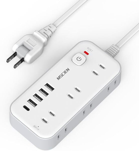Mscien 延長コード 2m 電源タップ タコ足配線 電源コード 6個AC口 4個USB-A 1個USB-C 電源タップ usb スイッチ付き 雷ガード 横差し (2M)