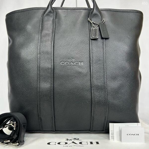 【極美品】COACH コーチ 2way ビジネスバッグ トラベラートート トートバッグ レザー 手提げ 斜め掛け ブラック 黒 通勤 通学 A4可 メンズ