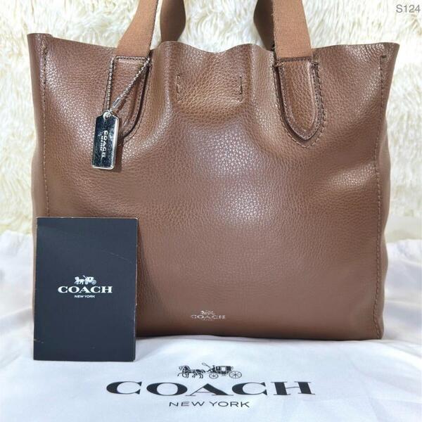 【美品】COACH コーチ ダービー トートバッグ ビジネスバッグ レザー 手持ち 手提げ ブラウン 茶 A4可 通勤 通学 大容量 メンズ