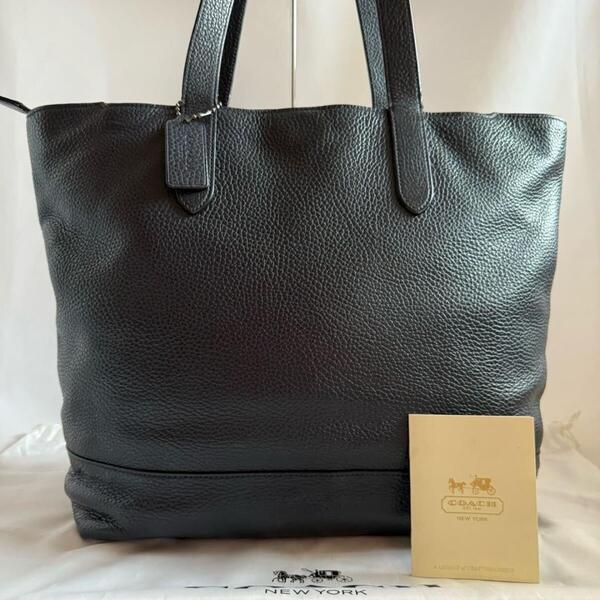 【美品】COACH コーチ ハミルトン トートバッグ ビジネスバッグ マザーズバッグ レザー 手提げ ネイビー 紺 A4可 通勤 レディース メンズ