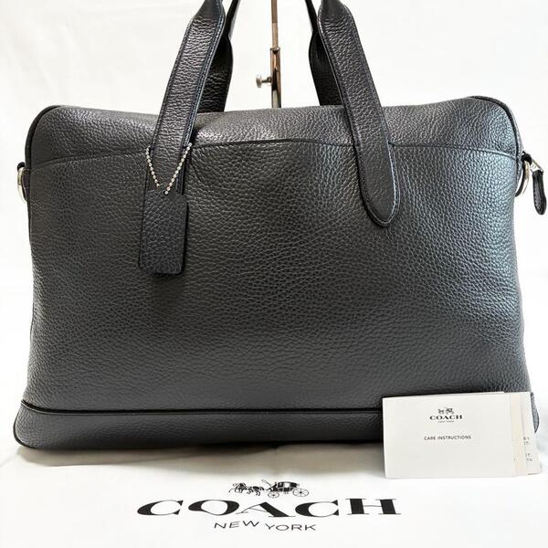 【極美品】COACH コーチ 11319 ハミルトン ビジネスバッグ トートバッグ レザー チャーム 手提げ グレー 灰色 A4可 通勤 通学 メンズ