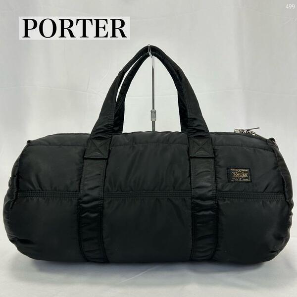 【極美品】PORTER ポーター タンカー ボストンバッグ トートバッグ ナイロン 手持ち 手提げ 肩掛け ブラック 黒 A4可 大容量 メンズ