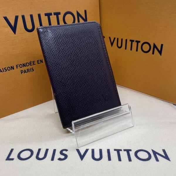 【美品】LOUIS VUITTON ルイヴィトン 30512 タイガ カードケース 名刺入れ レザー ブラウン ダークブラウン 茶 メンズ レディース