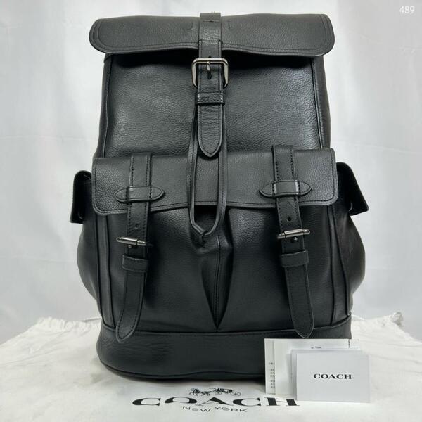 【極美品】COACH コーチ ハドソン リュックサック リュック ビジネスバッグ レザー 肩掛け ブラック A4可 通勤 メンズ レディース