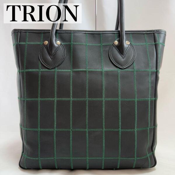 【極美品】TRUON トライオン パネルレザー トートバッグ ビジネスバッグ パッチワーク レザー 手提げ ブラック 黒 A4可 通勤 大容量