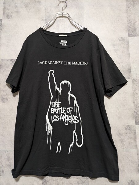 美品 コピーライト付き GU レイジアゲインストザマシーン バンドTシャツ ブラック XL rage against the machine RATM OSAGARI 黒 古着