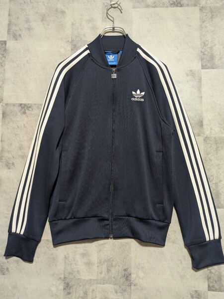 美品 アディダスオリジナルス adidas トラックジャケット ジャージ ネイビー M AV1004 トレフォイルロゴ 三つ葉ロゴ 古着 OSAGARI