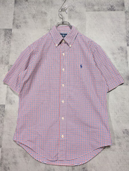 ポロラルフローレン POLO RALPHLAUREN ボタンダウン M 半袖シャツ チェック柄 チェックシャツ ギンガムチェック OSAGARI 古着