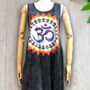 オームタンクトップ アジアン エスニック チュニック丈 ヒッピー サイケ ヨガ