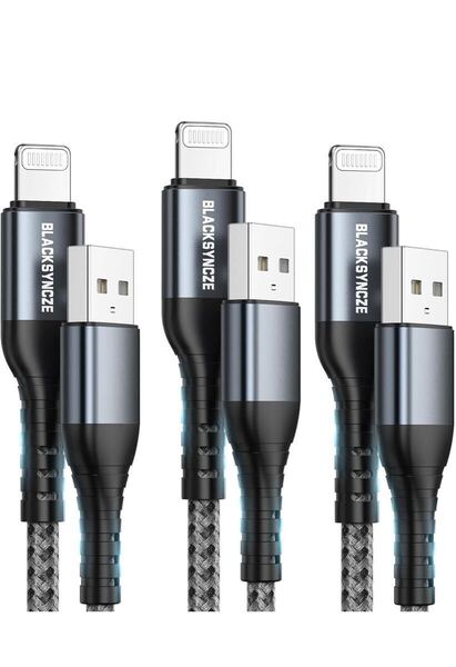 iPhone 充電 ケーブル 2M 3本セット C89コネクタ/ MFi認証ライトニングケーブル iPhone 充電器 ケーブル 急速充電 データ転送 lightning