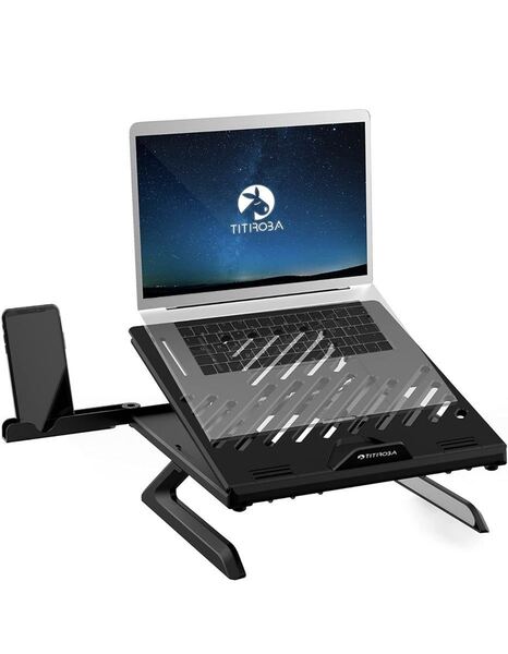 ノートパソコンスタンド スマホスタンド付き pcスタンド 折りたたみ 放熱対策 パソコンデスク アルミ製 冷却ファン