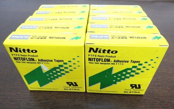 日東電工・NITTO DENKO フッ素樹脂製品 ニトフロン粘着テープ◇No.973UL まとめて10箱(厚さ0.18mm,幅19mm,長さ10m) 新品