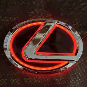 【送料無料】国内発送 LEXUS レクサス 5D LEDエンブレム 交換式 フロント用 リア用 12.5cm×9.25cm レッド縁取り