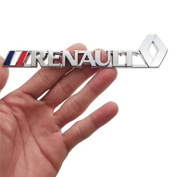【ゆうパケット送料込】RENAULT(ルノー) 3Dエンブレム メッキシルバー 縦3cm×横14cm 金属製