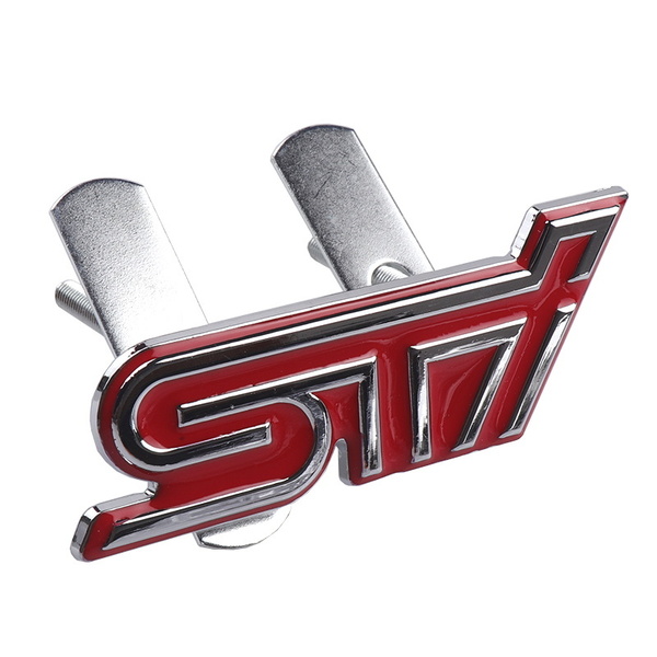 【ゆうパケット送料込】STI 3Dエンブレム (Fグリル用) レッド/メッキ 縦3.6cm×横9.3cm 金属製 スバル