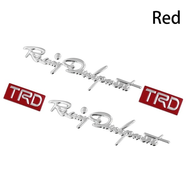 【ゆうパケット送料込】TRD ステッカー 2枚組 メッキシルバー/レッド