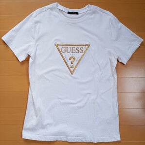 ゲス GUESS 金 ゴールド ロゴ Tシャツ M