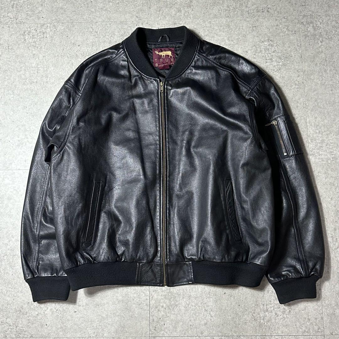 90's vintage【L】本革 羊革 MA-1 レザージャケット ブラック 2025年最新】Yahoo!オークション -ma-1 レザーの中古品・新品