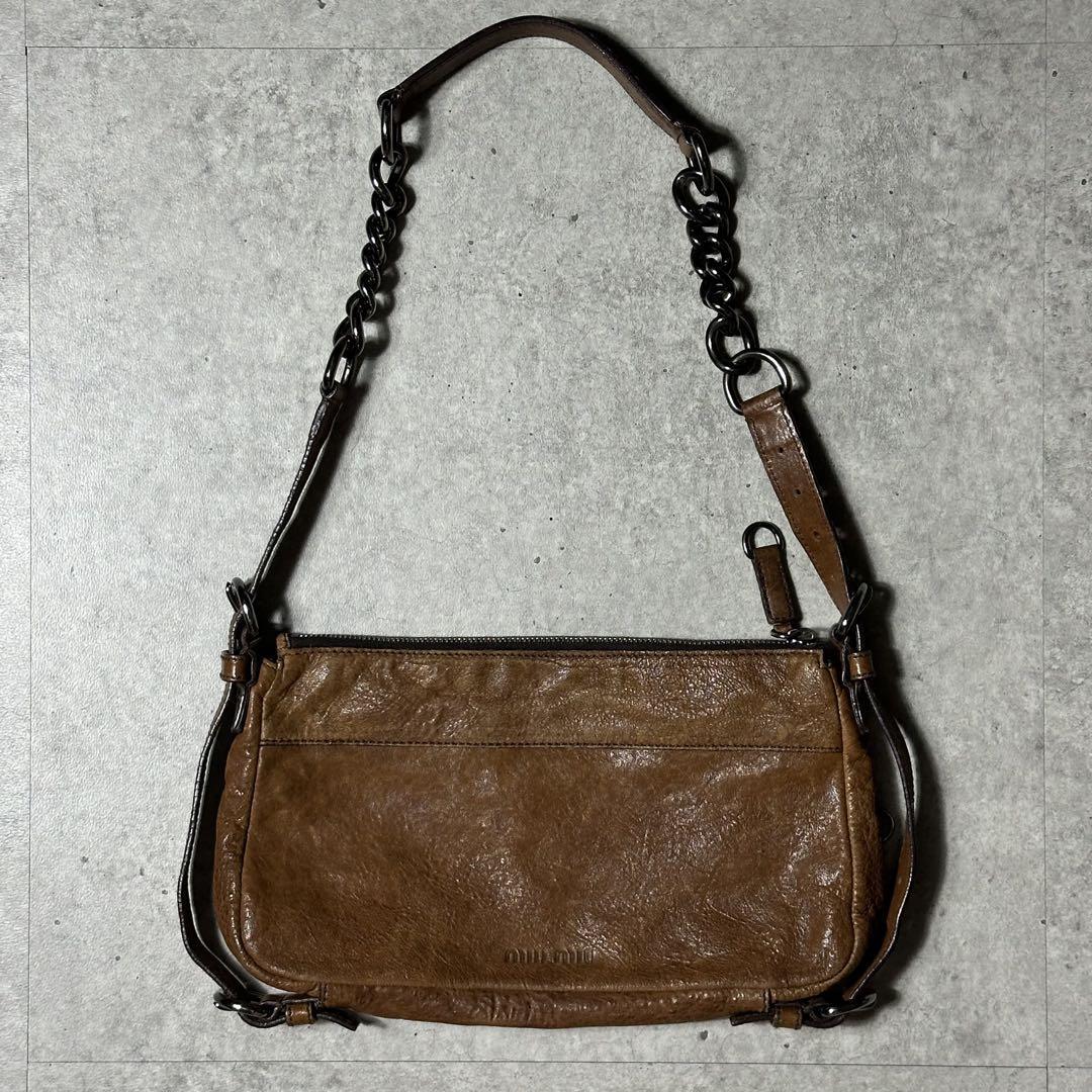 希少美品!miumiu ハンドバッグ アーカイブ ブラウン 90s Yahoo!オークション -「archive bag」(ミュウミュウ) (み)の落札